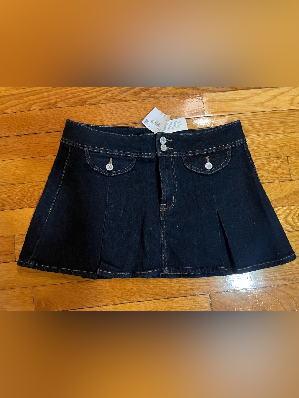 American Eagle Outfitters Dark Indigo Denim Mini Skirt with Front Pockets